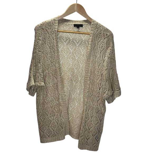 Miss Daisy M/L Beige Open Knit Boho Cardigan | Crochet Kimono Sweater Neutral - Picture 1 of 7